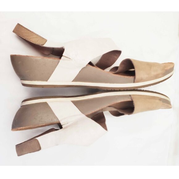 Dansko Womens 2 Tone Ivory and Tan Vicky Slingback Wedge Sandals Shoes 39 - Picture 3 of 8